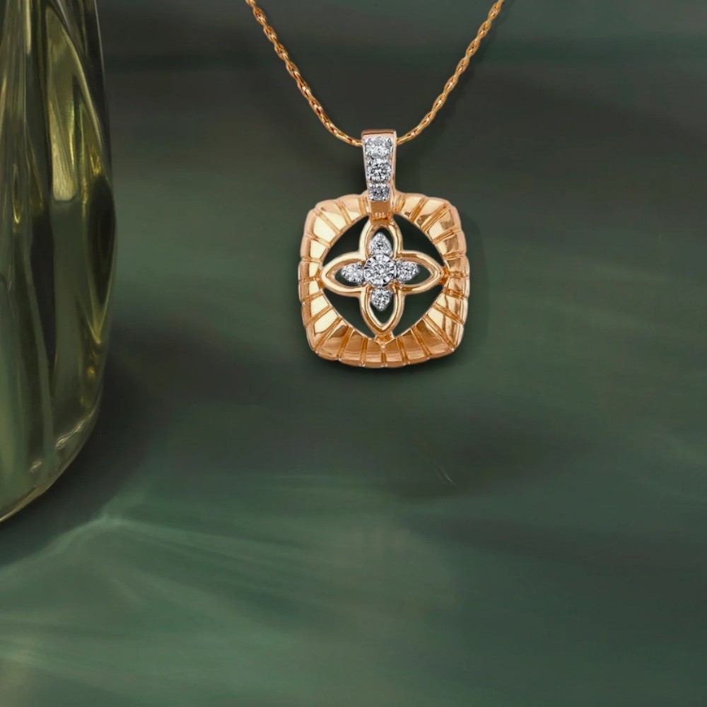 Floral Frame Diamond Pendant