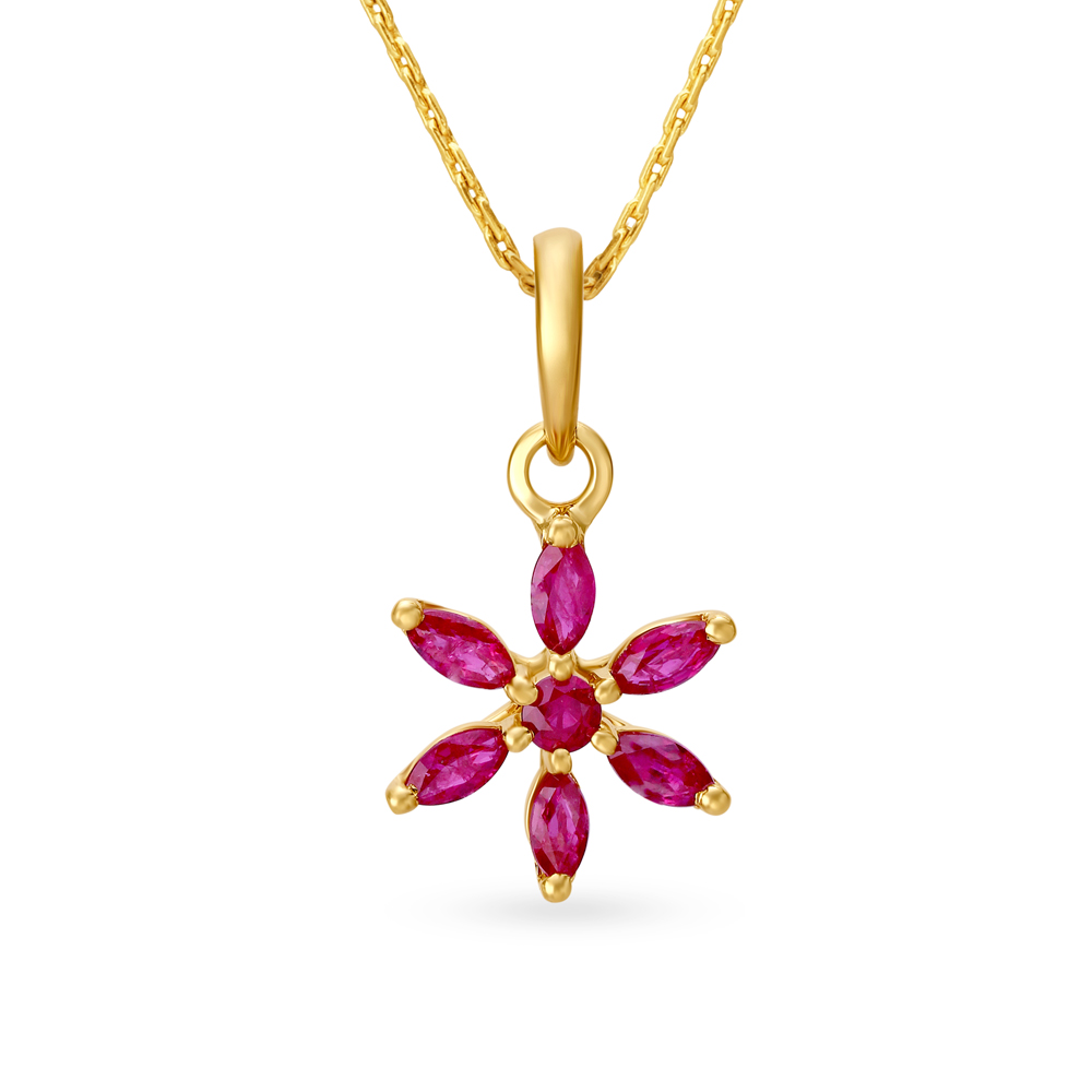 Radiant Ruby Blooms Pendant