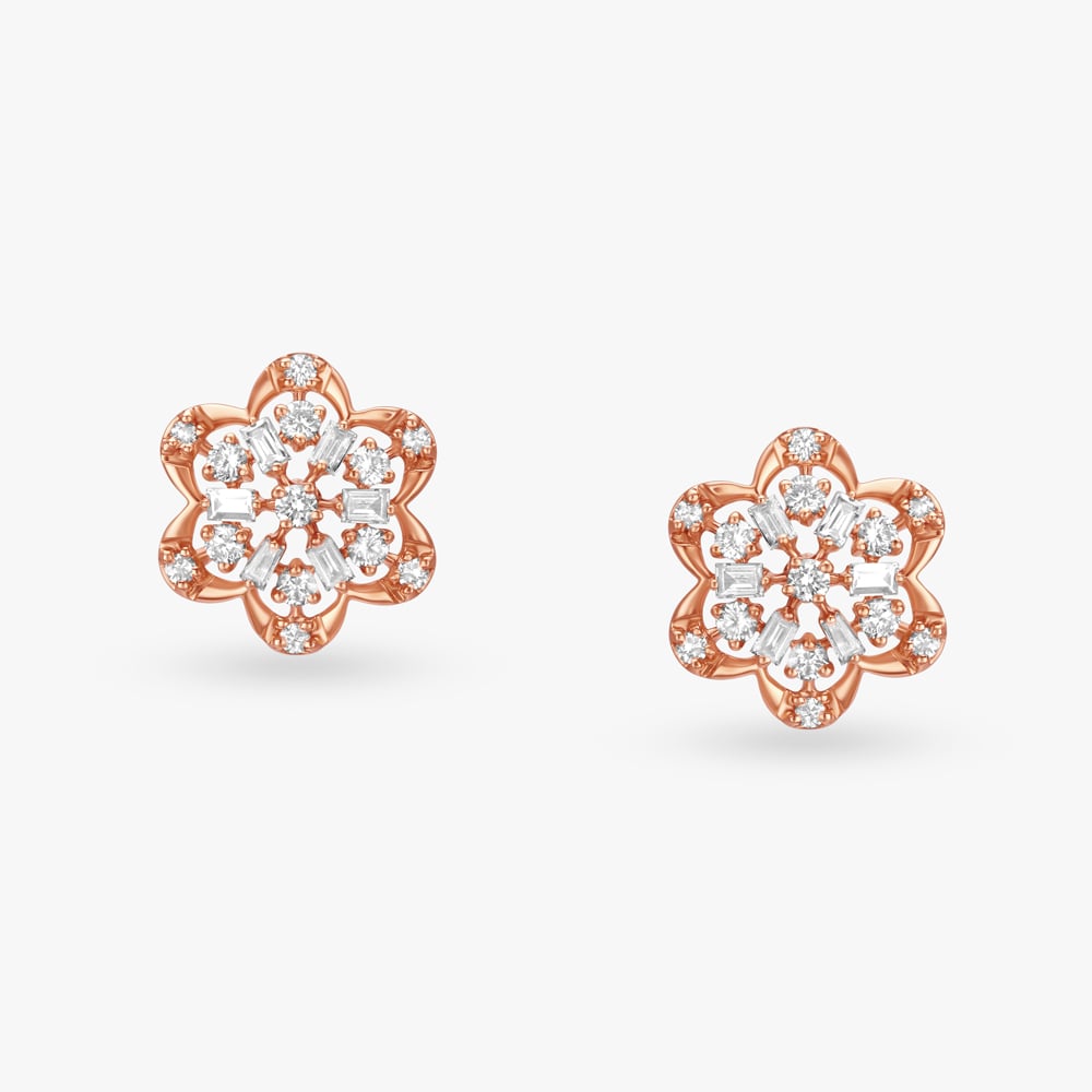 Petal Burst Diamond Stud Earrings