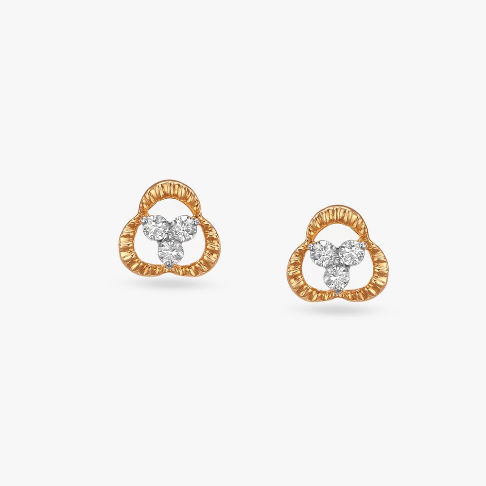 Tiny Trio Diamond Stud Earrings For Kids