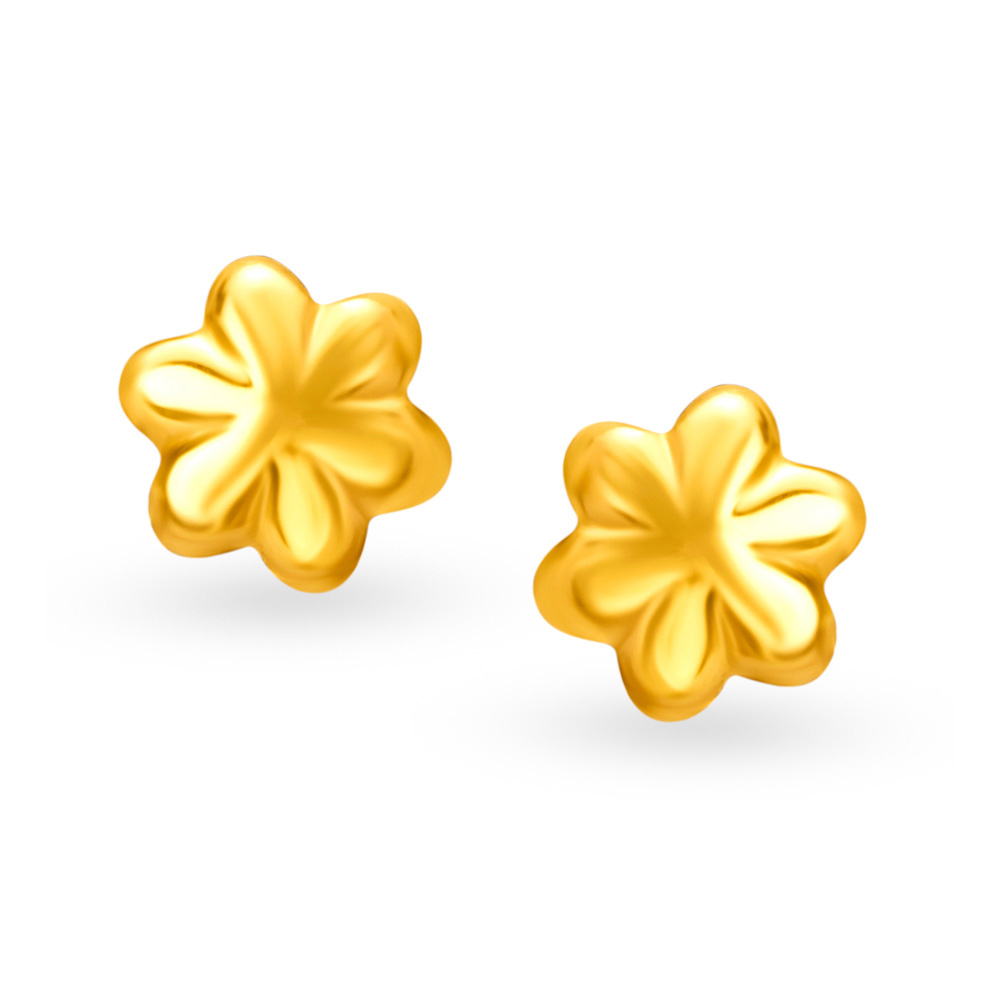 

Simple 22 Karat Yellow Gold Floral Stud Earrings