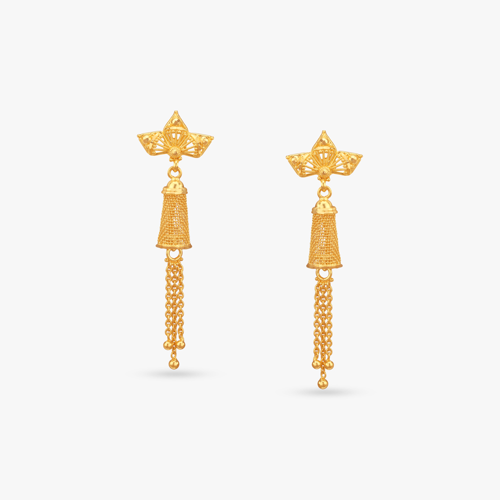 Tassel Crown Gold Drop Earrings