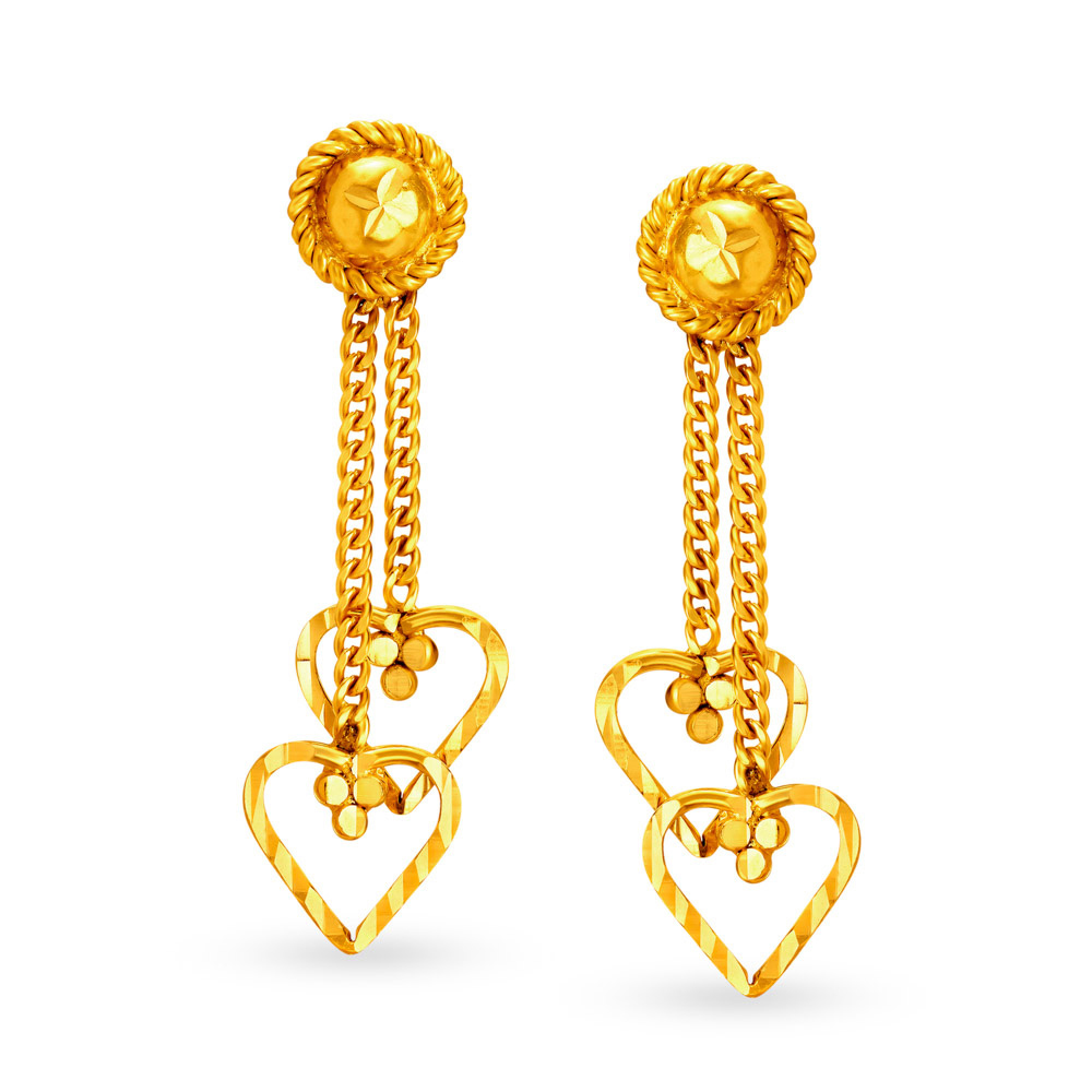 Flamboyant 22 Karat Yellow Gold Leaf Drops