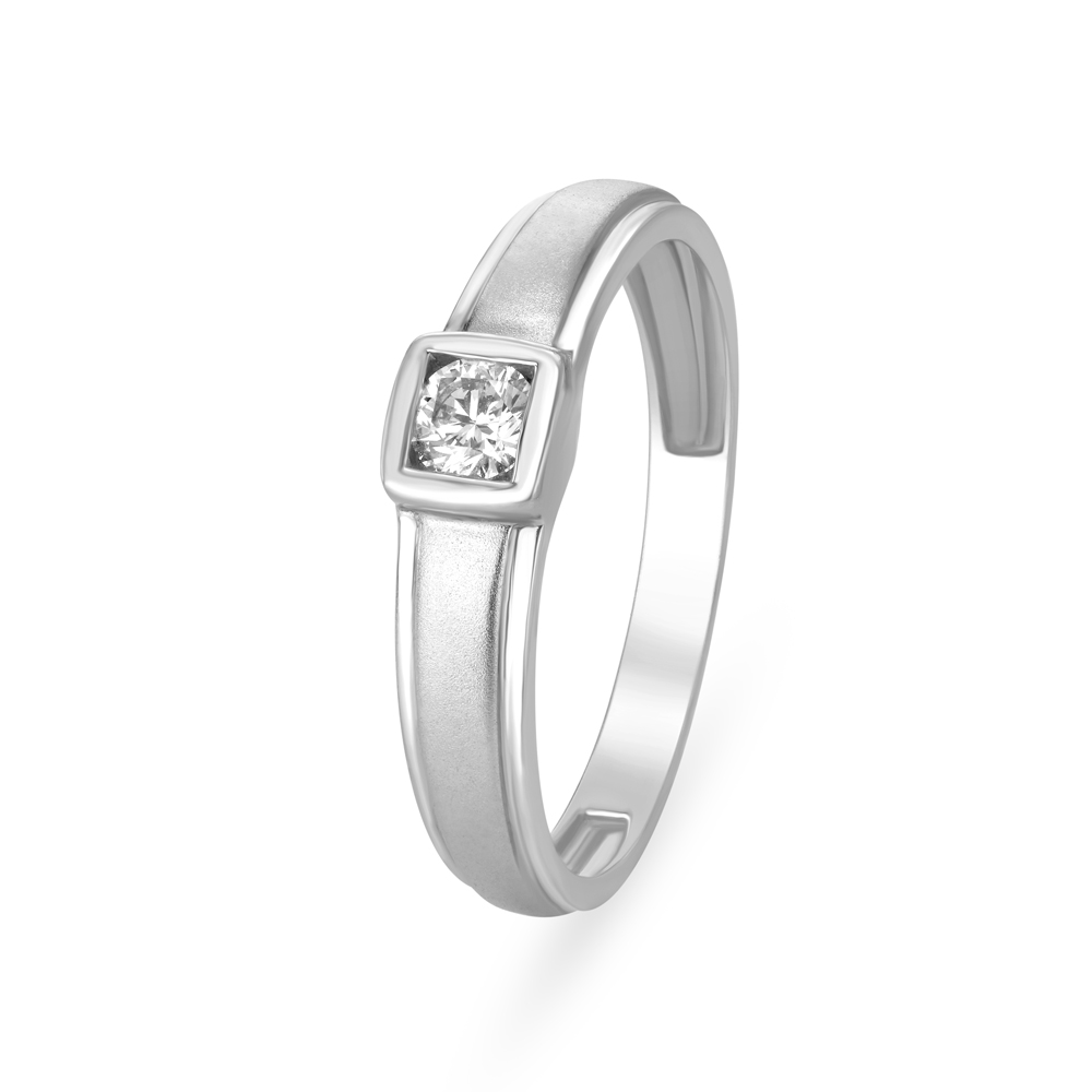 Classy 950 Pure Platinum And Diamond Geometric Finger Ring