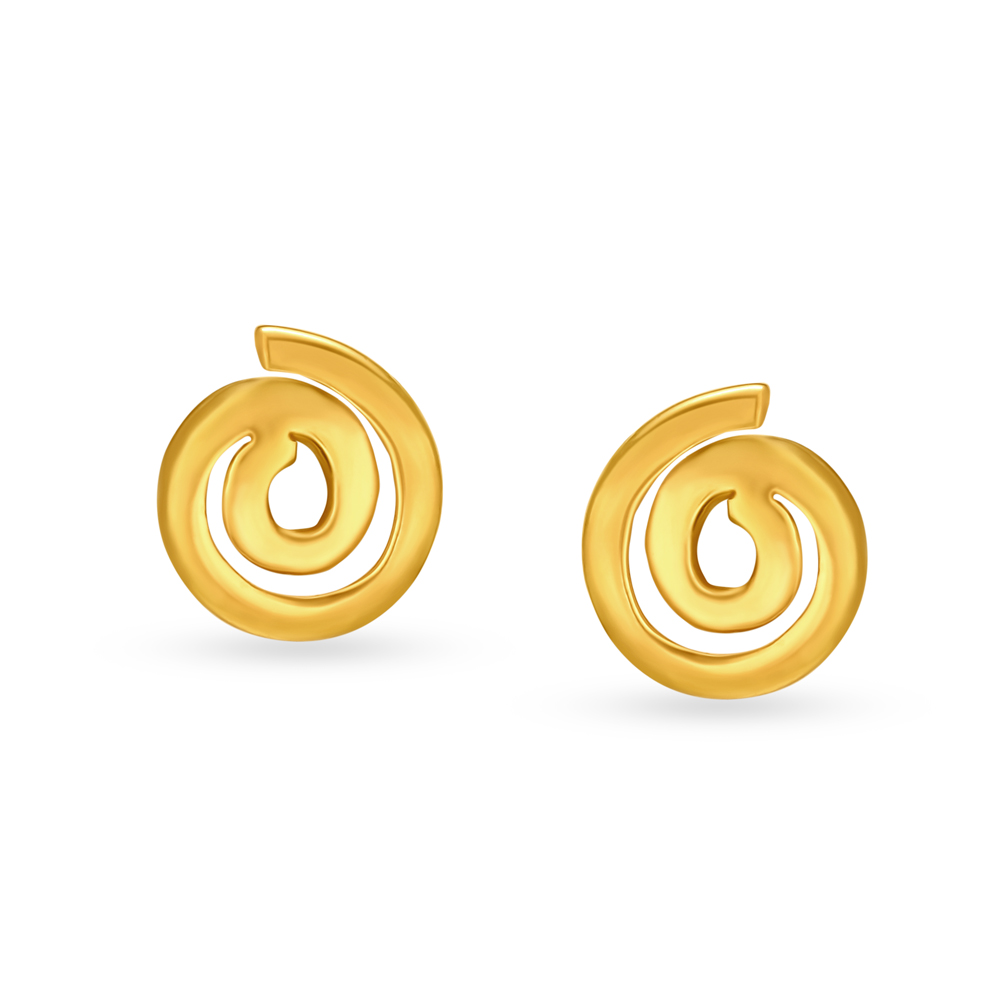 Hypnotic 22 Karat Yellow Gold Spiral Stud Finger Ring