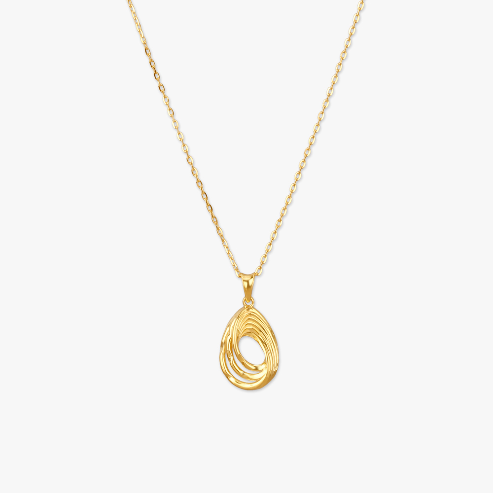 Layered Teardrop Gold Pendant with Chain