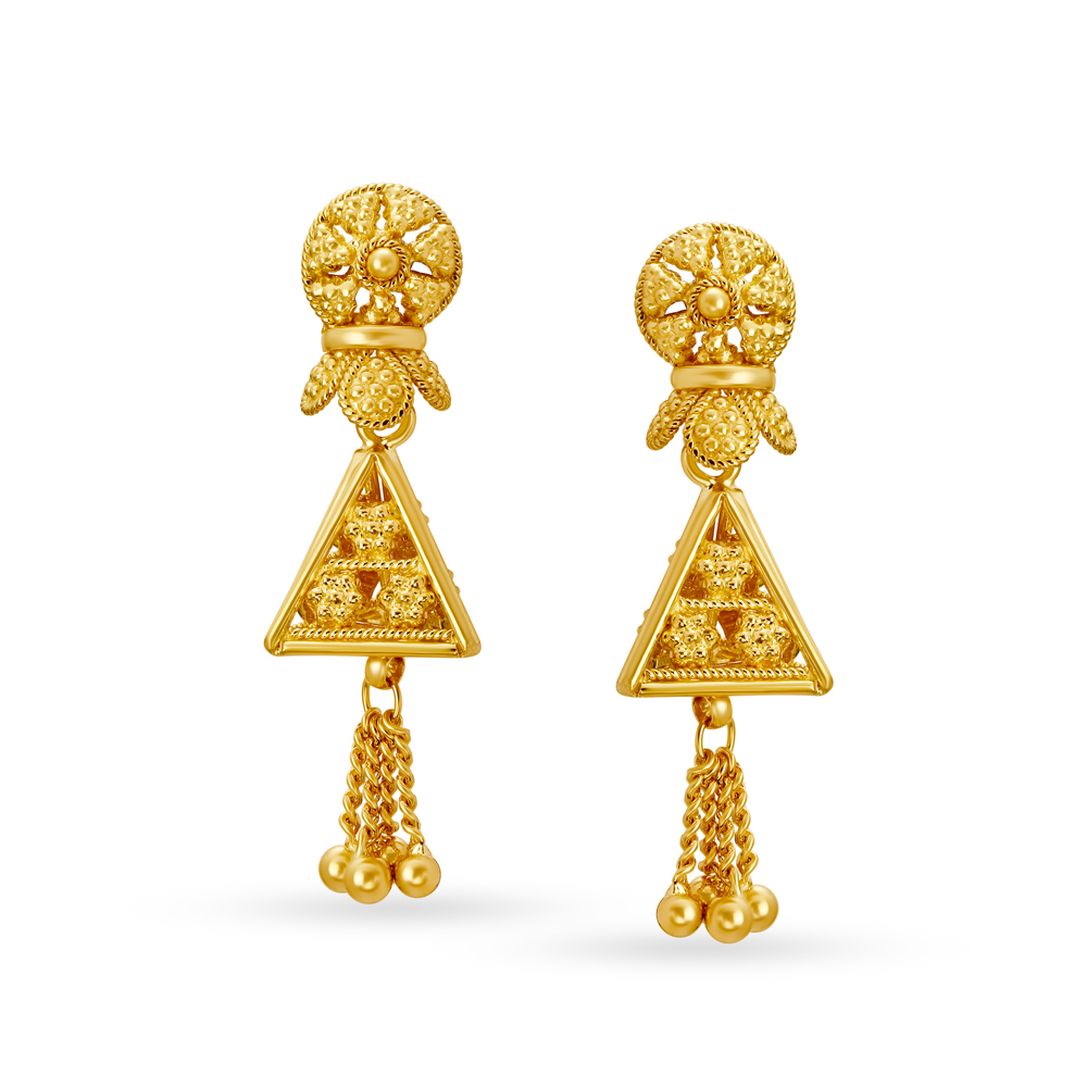 Artistic Fancy Gold Drop Earrings