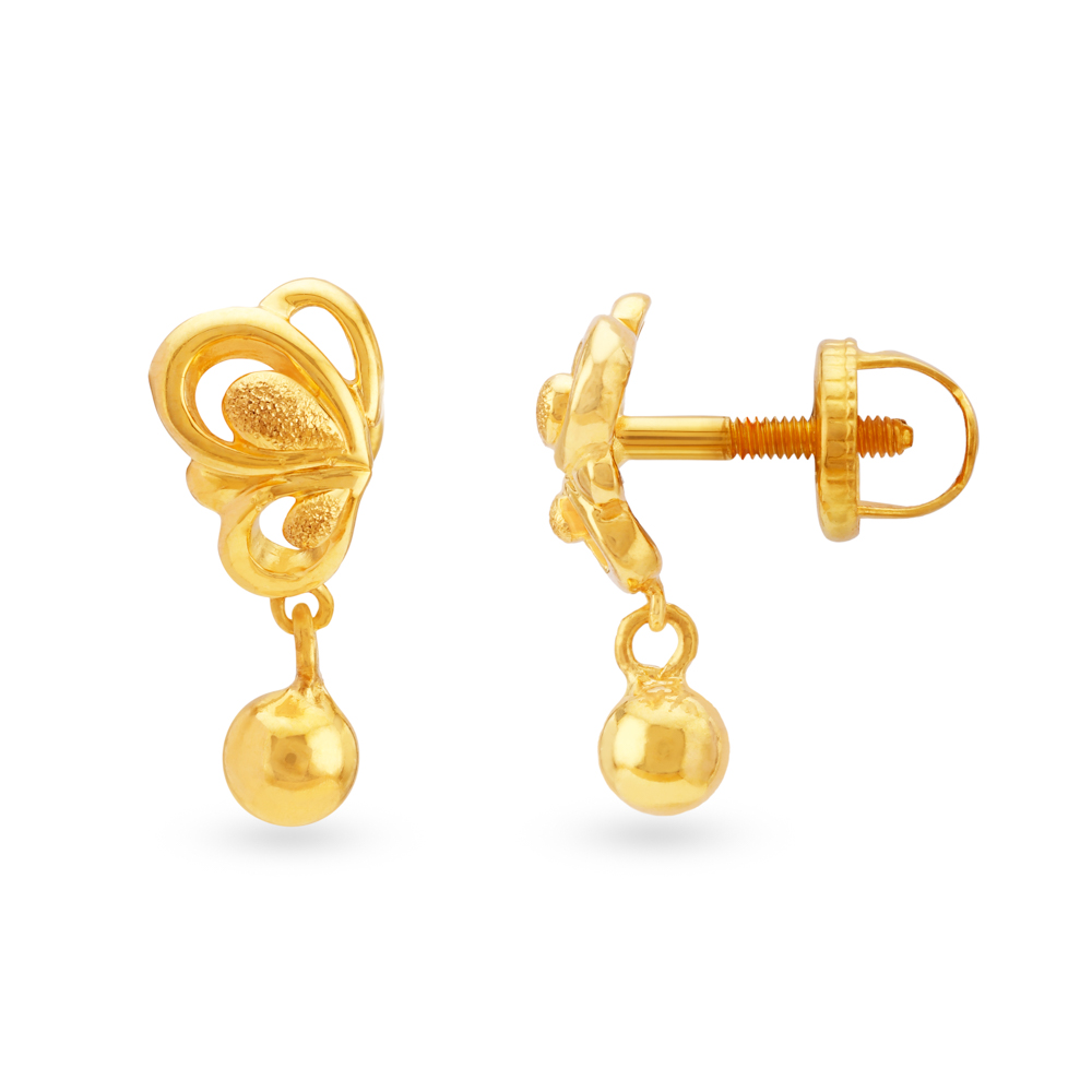 

Stylised Rawa Work Teardrop Gold Drop Earrings