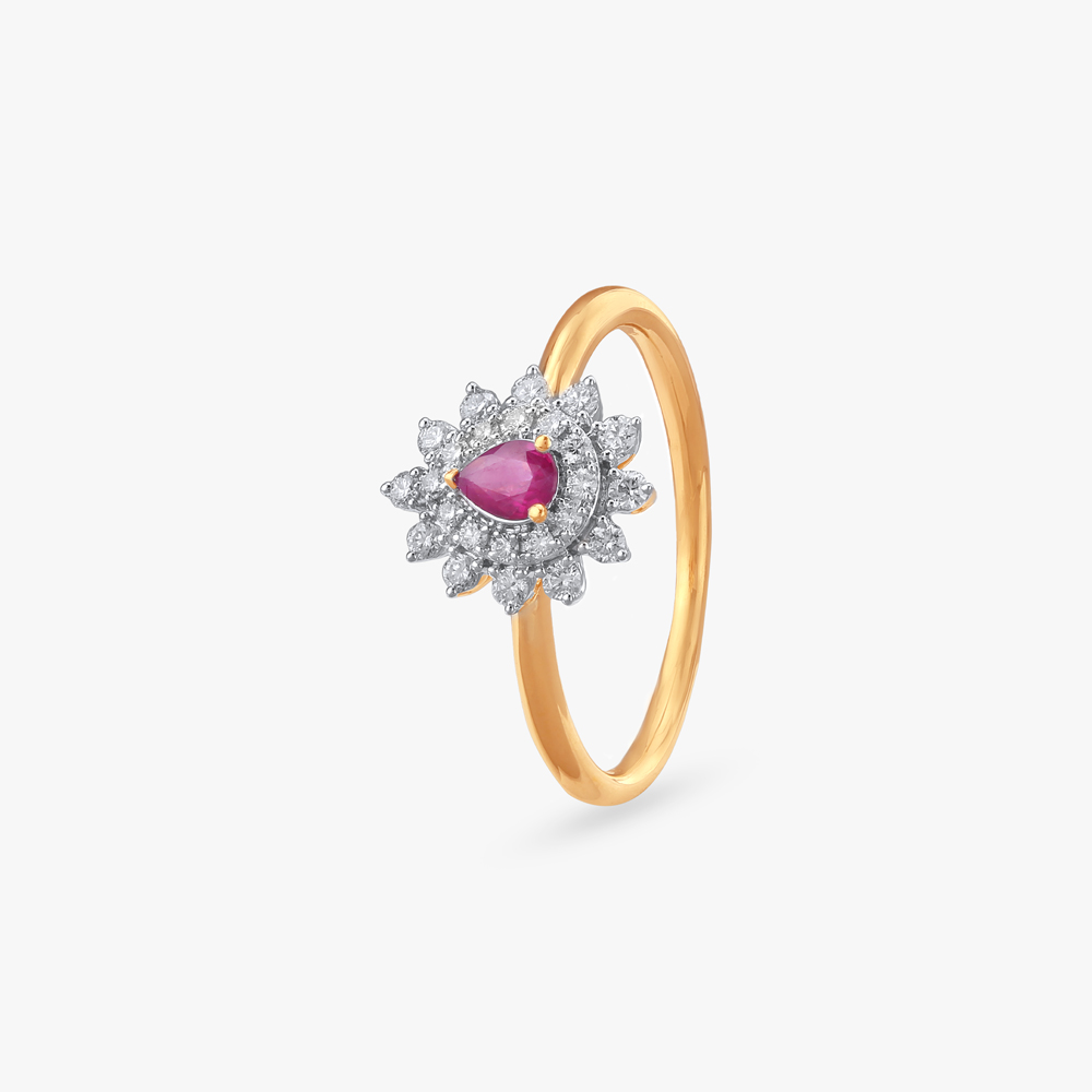 Floral Ruby Diamond Ring