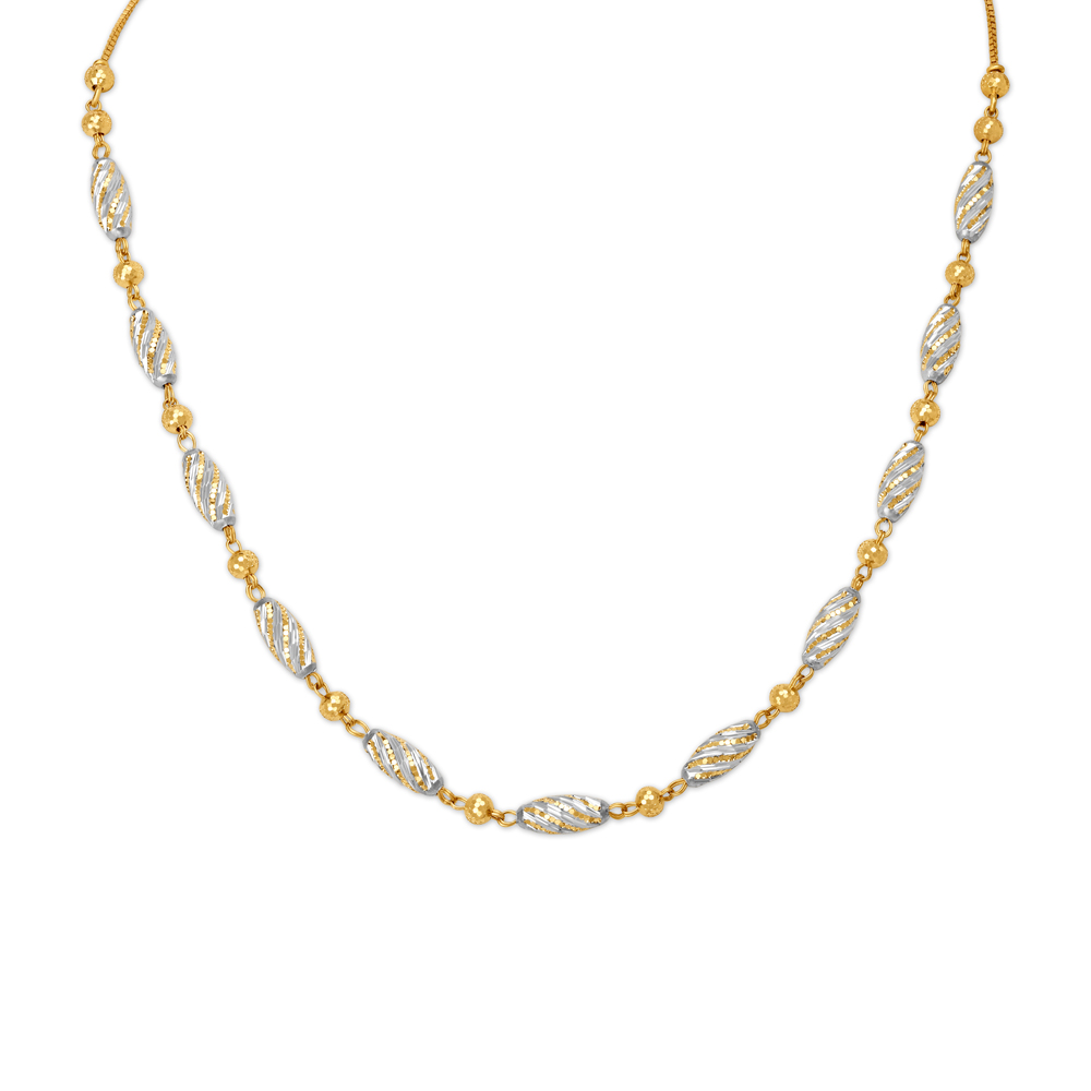 Oval Carved Hand Made Gold Chain