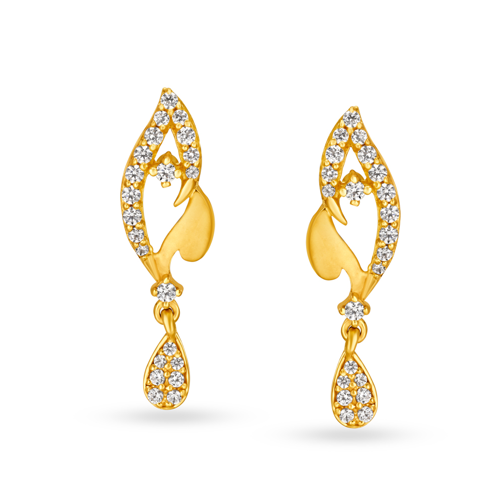 Gleaming 22 Karat Gold Fish Shaped Drop Earrings