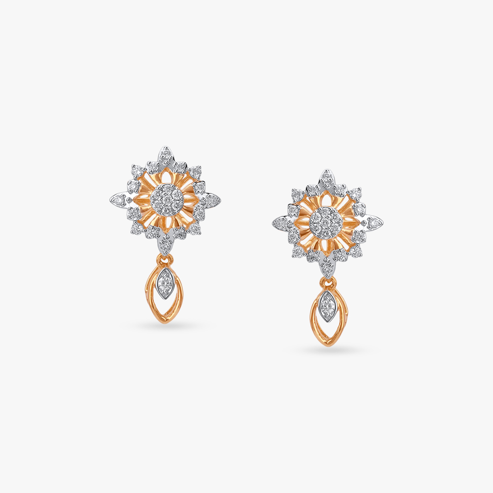 Starburst Bloom Diamond Drop Earrings