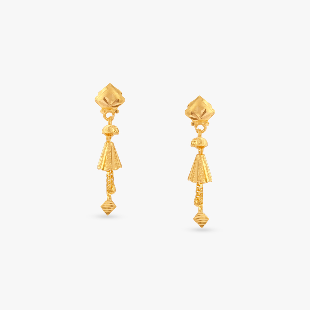 Edgy Geometry Gold Drop Earrings