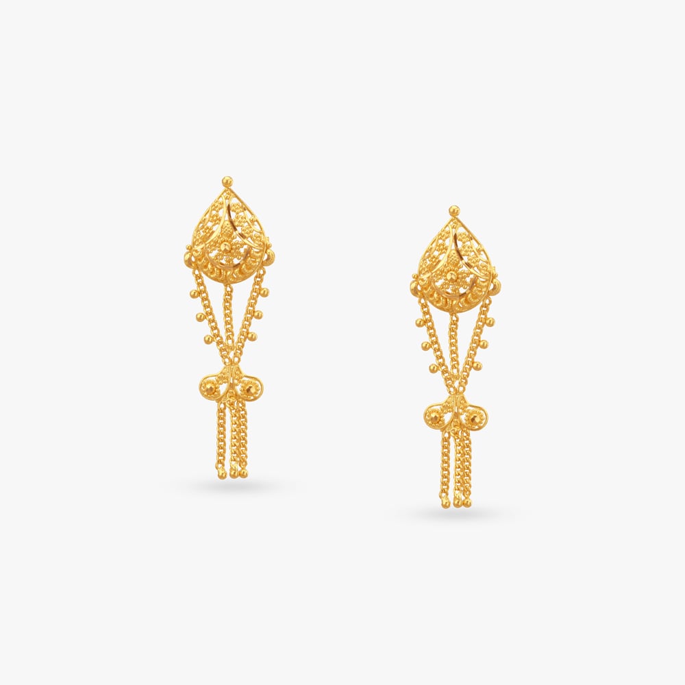 Swinging Bead Gold Drop Earrings
