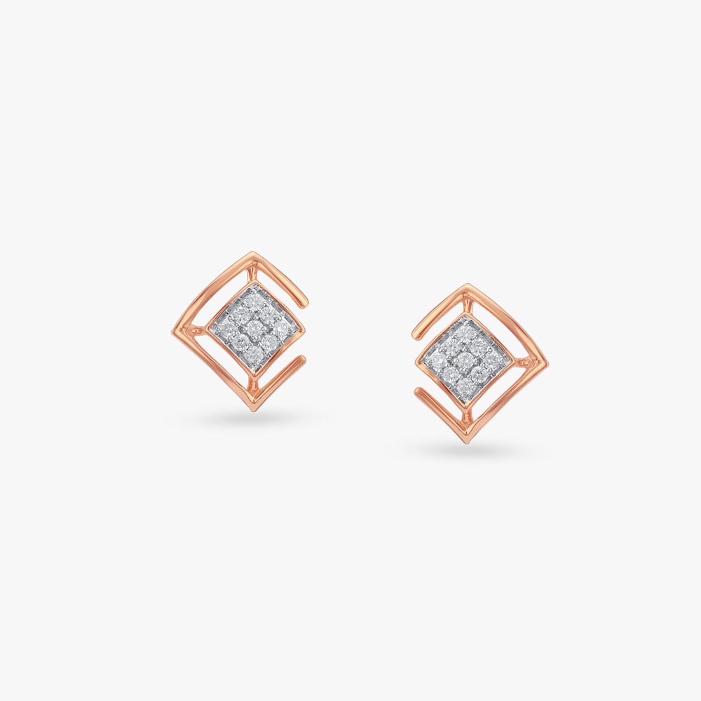 Edgy Elegance Diamond Stud Earrings