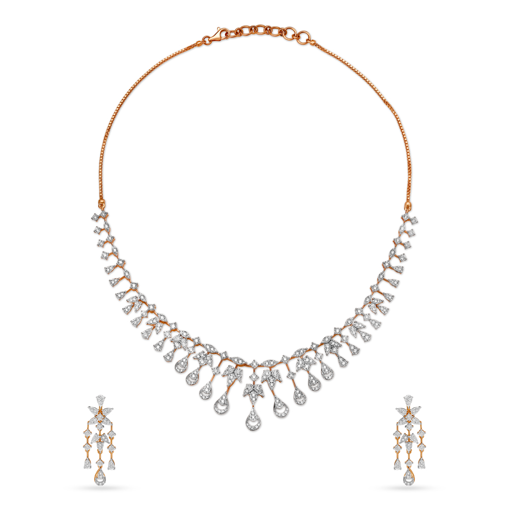 Mesmerising Floral Diamond Necklace Set