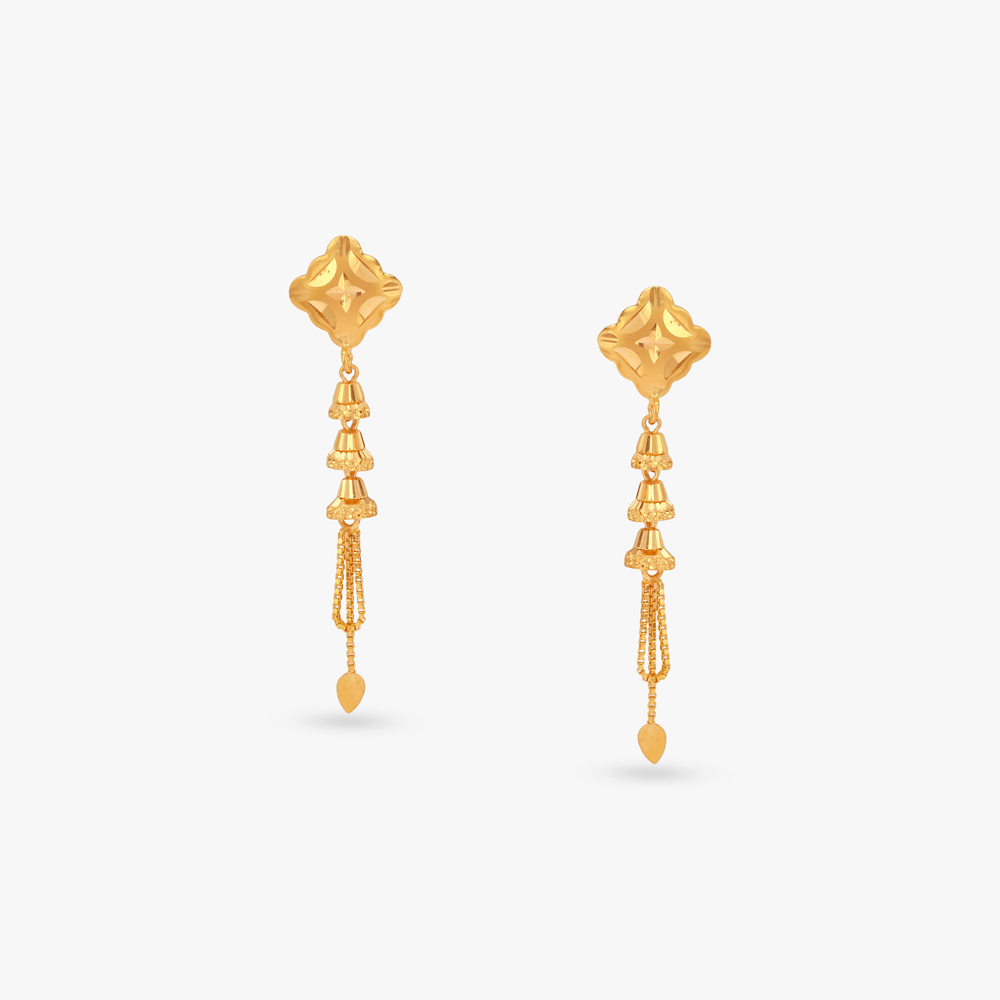 Clover Cascade Gold Drop Earrings