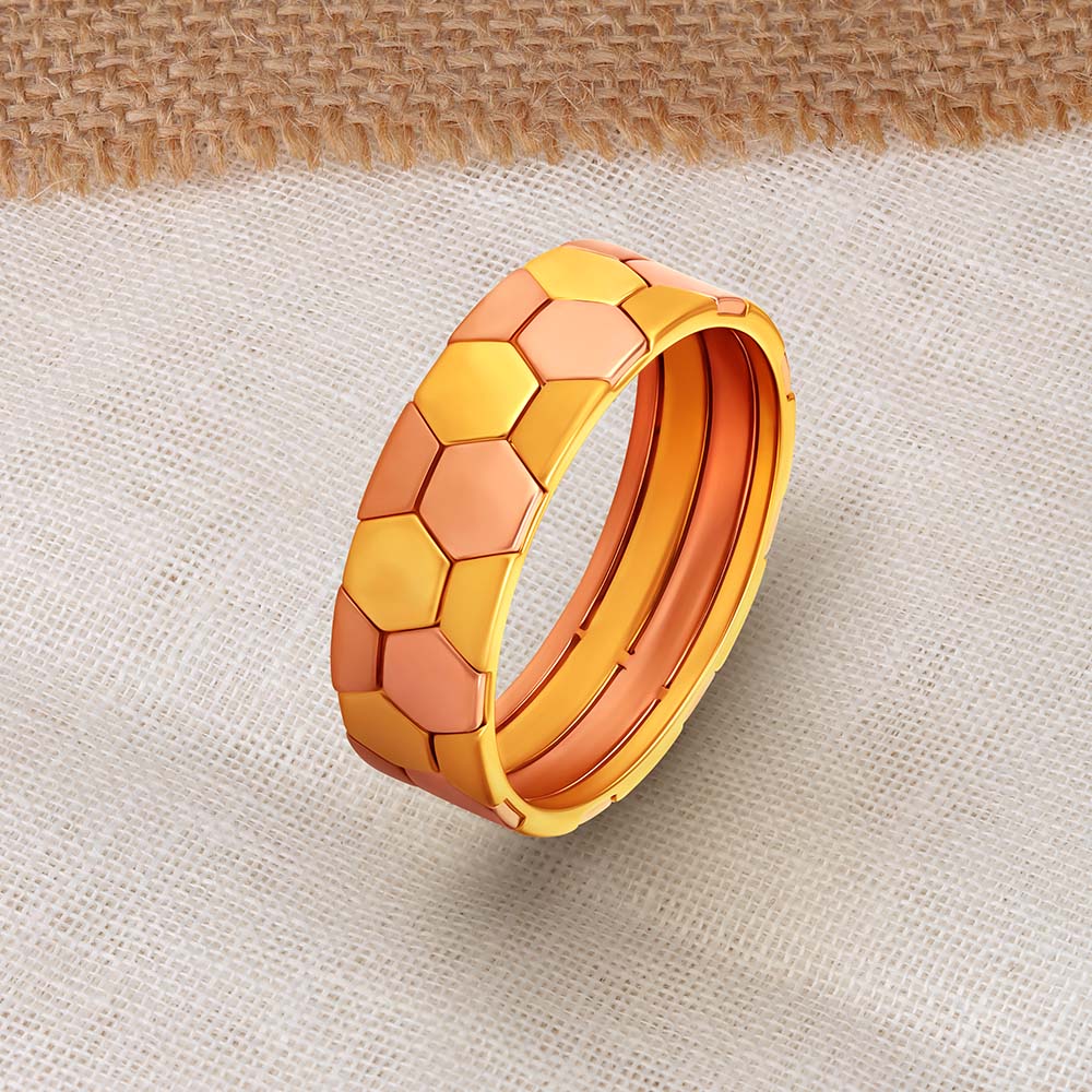 Hexagonal Ring in Yellow and Rose Gold