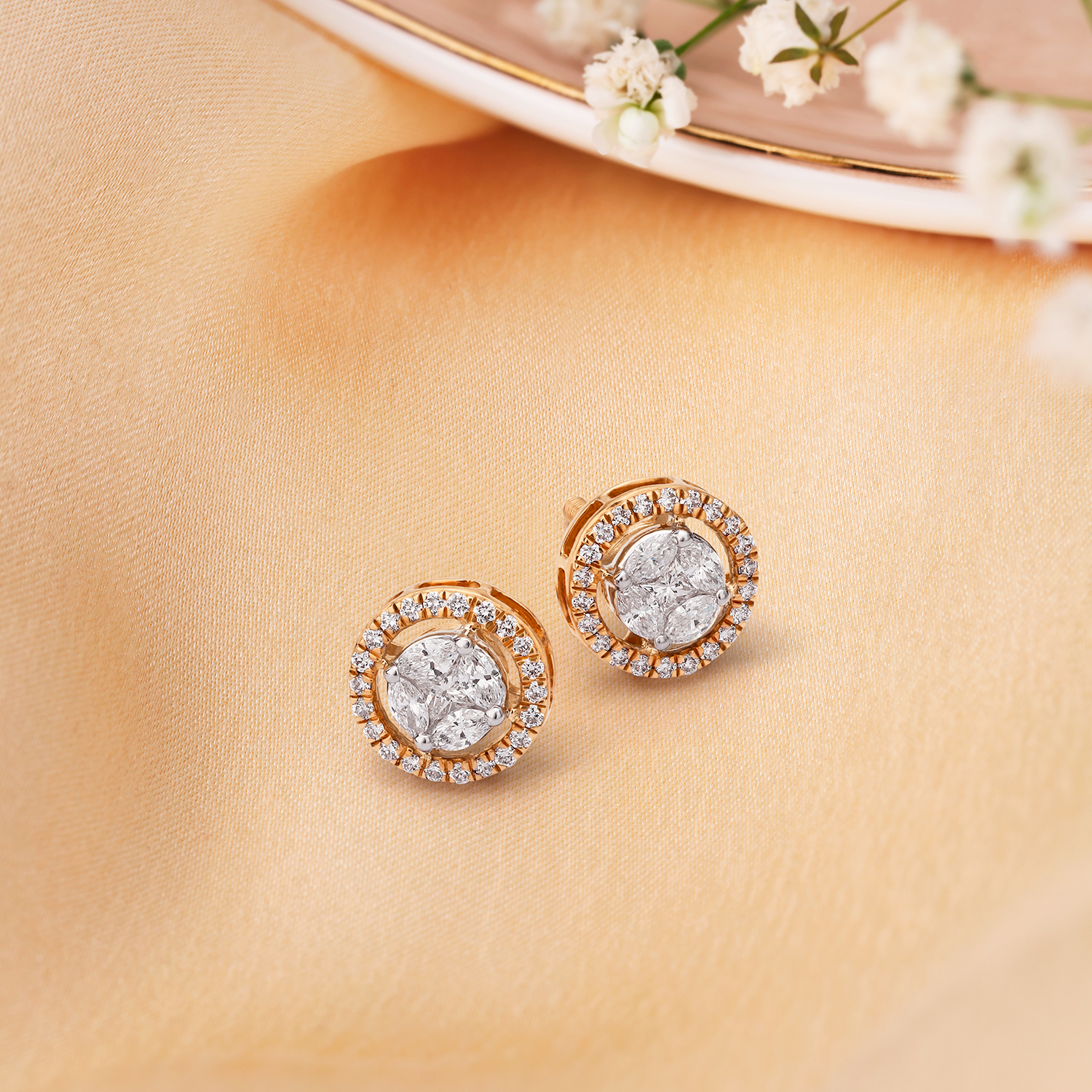 Brilliant Cluster Diamond Stud Earrings