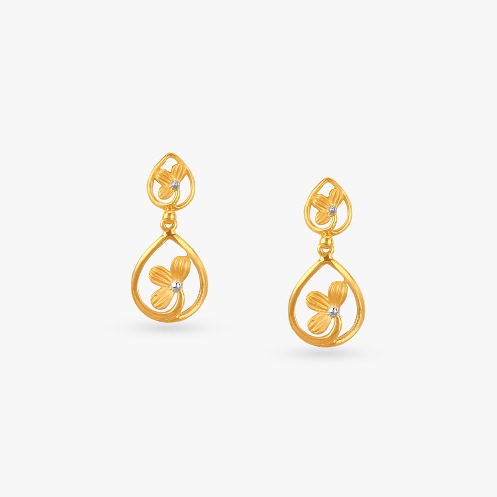 Bloom Teardrop Gold Drop Earrings