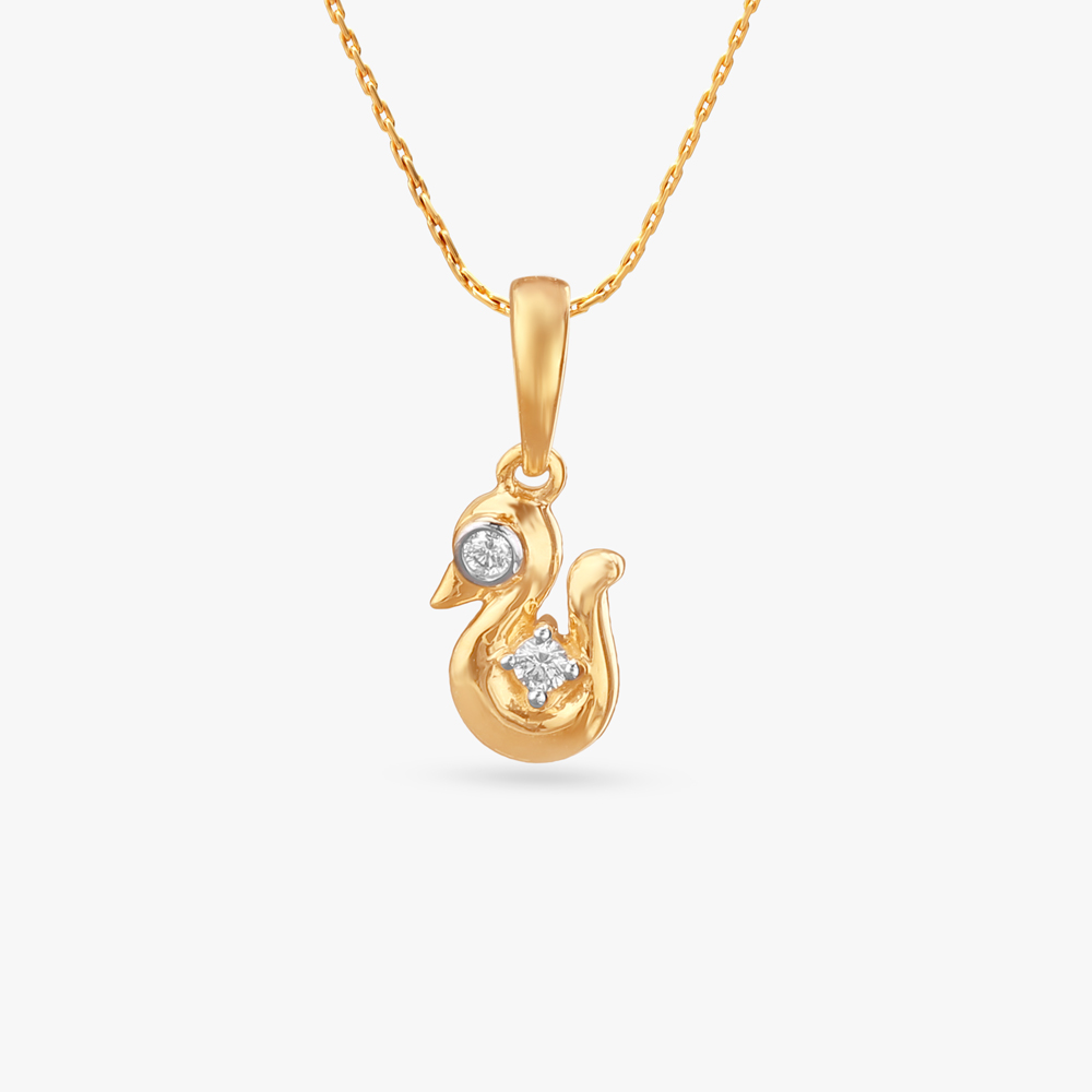 Whimsical Swan Diamond Pendant For Kids