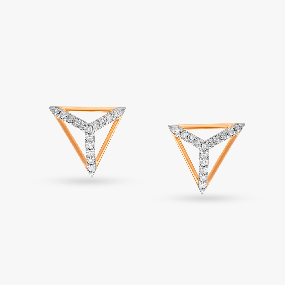 Graceful Triangle Diamond Stud Earrings