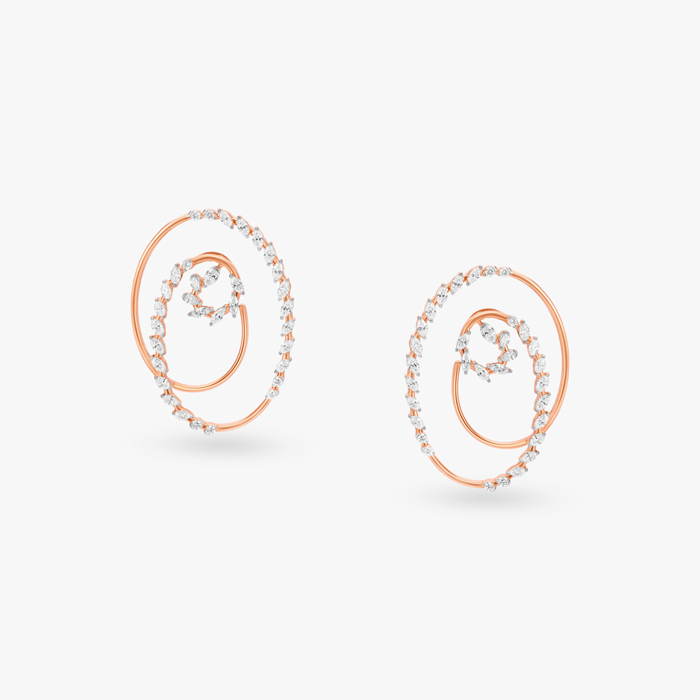 Swirl Diamond Stud Earrings