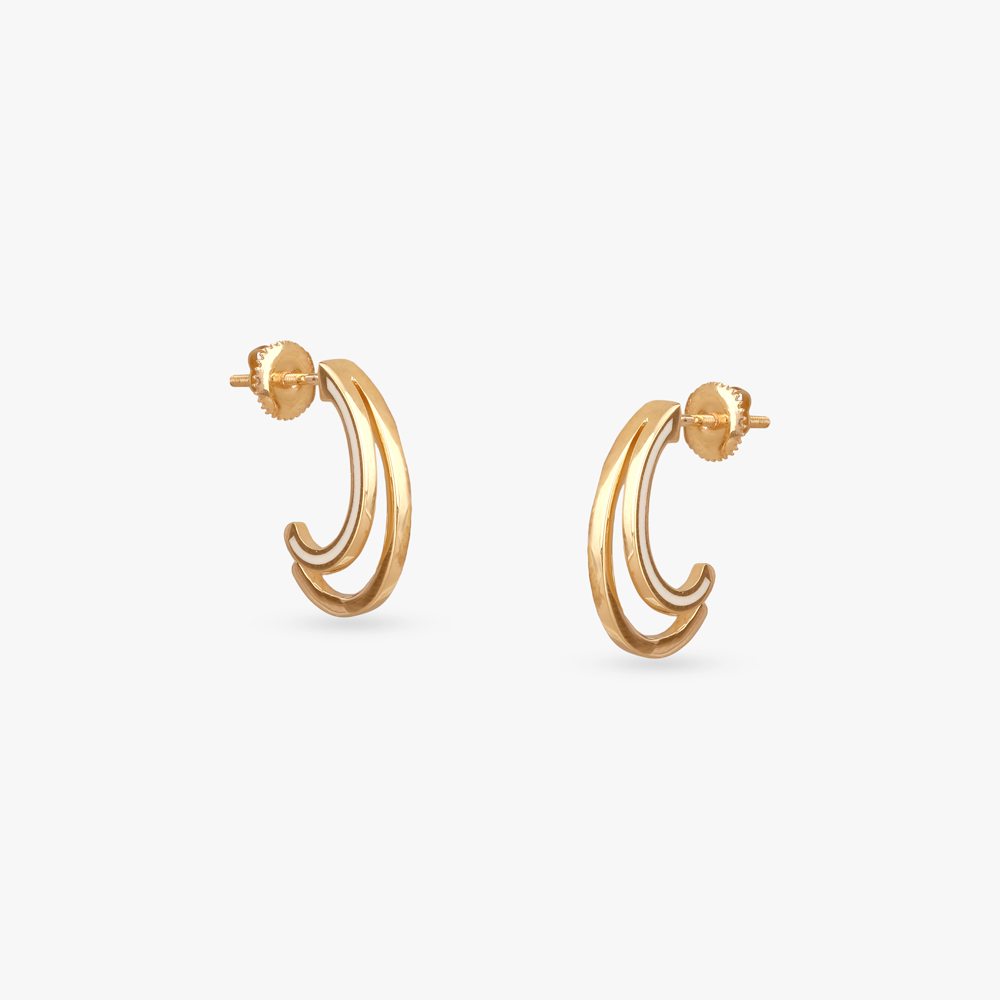 Twin Curve Gold Hoop Earrings