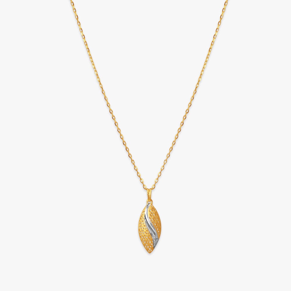 Artistic Leaf Gold Pendant with Chain