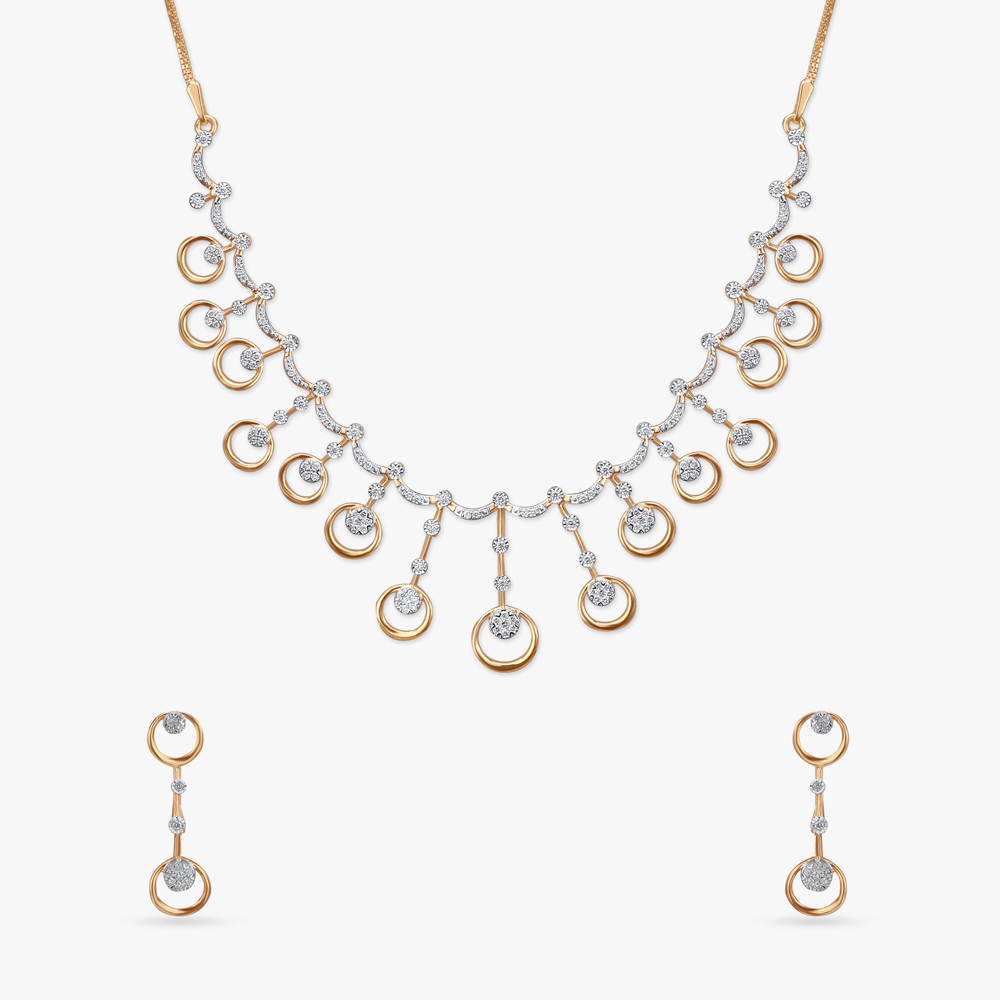 Dazzling Orbit Diamond Necklace Set