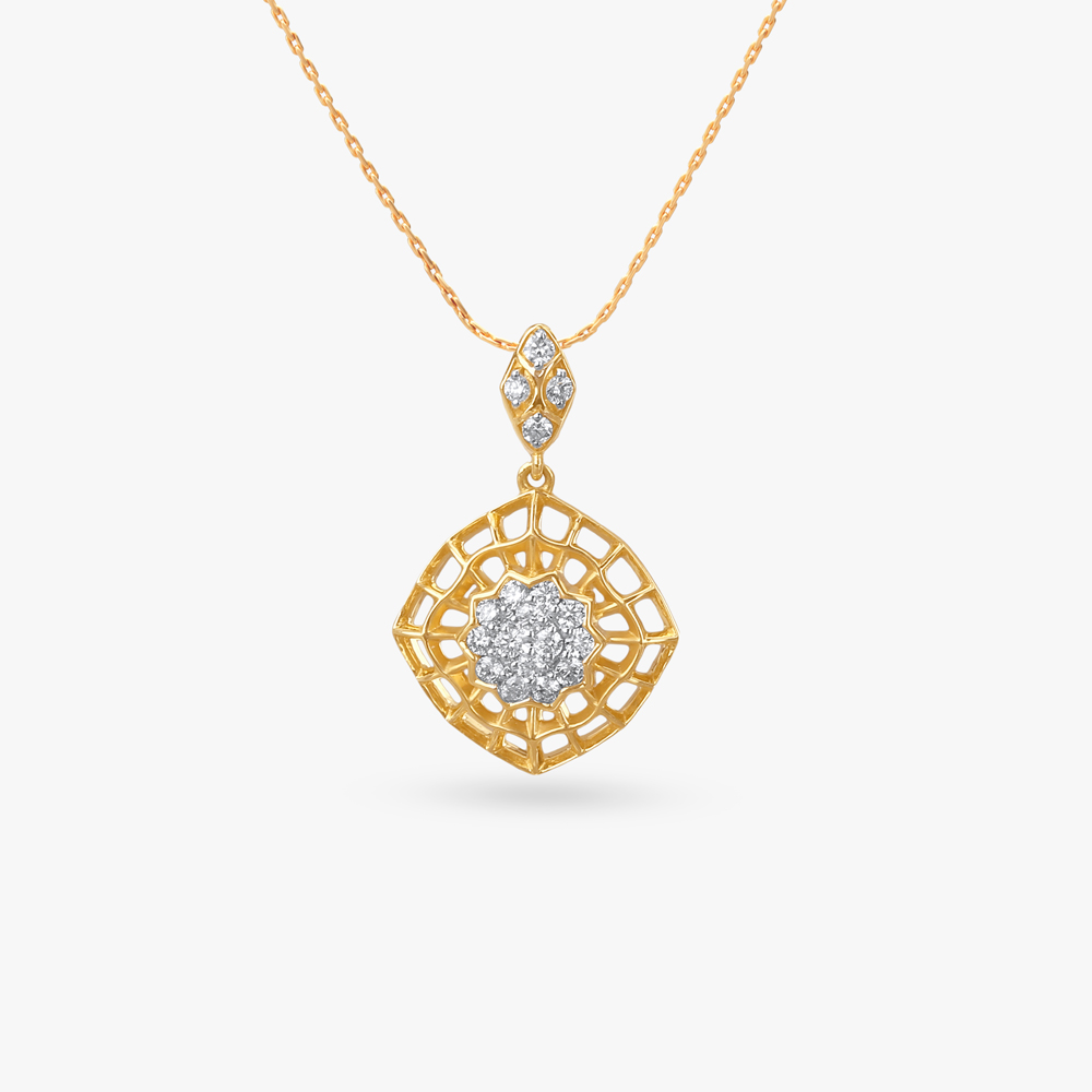 Sunburst Web Diamond Pendant