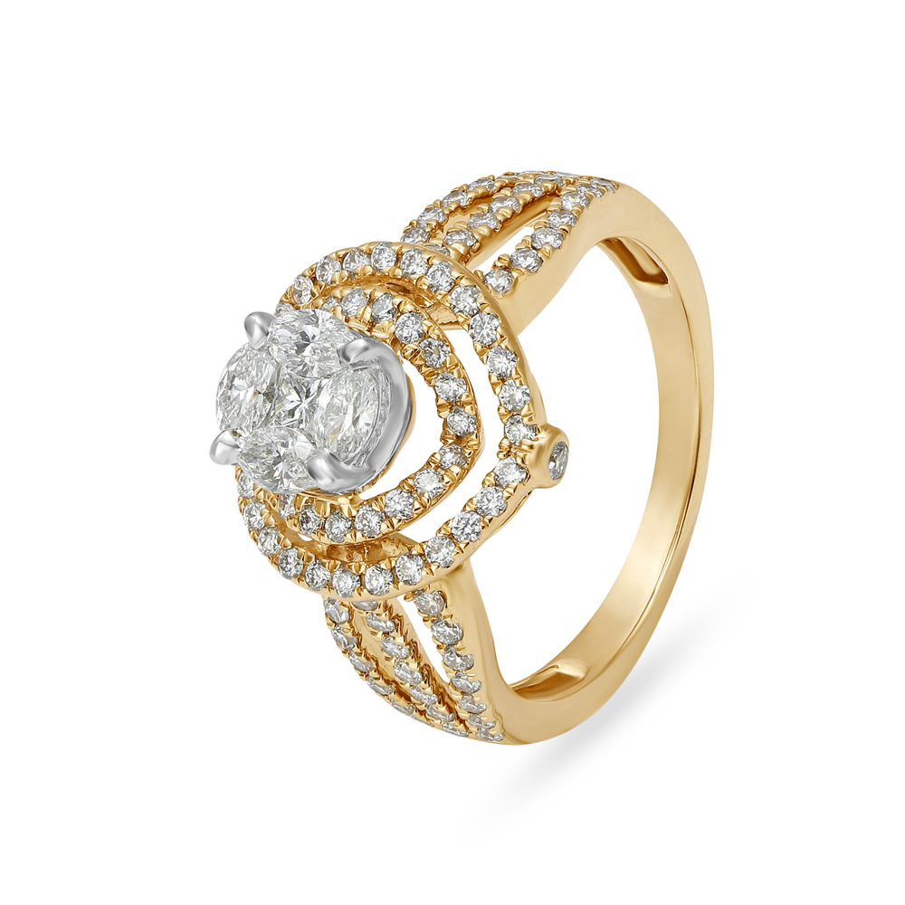 Mesmerizing 18 Karat Rose And White Gold And Diamond Heart Finger Ring