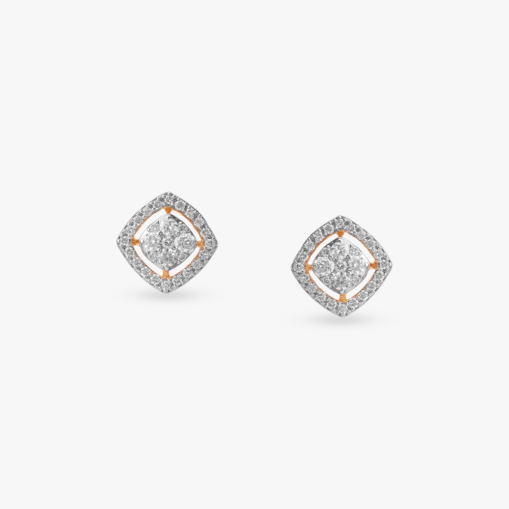 Striking Frame Diamond Stud Earrings