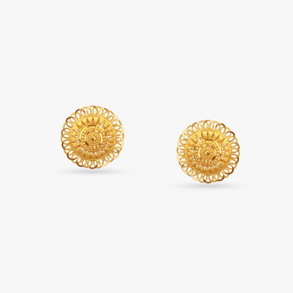 Heritage Circle Gold Stud Earrings