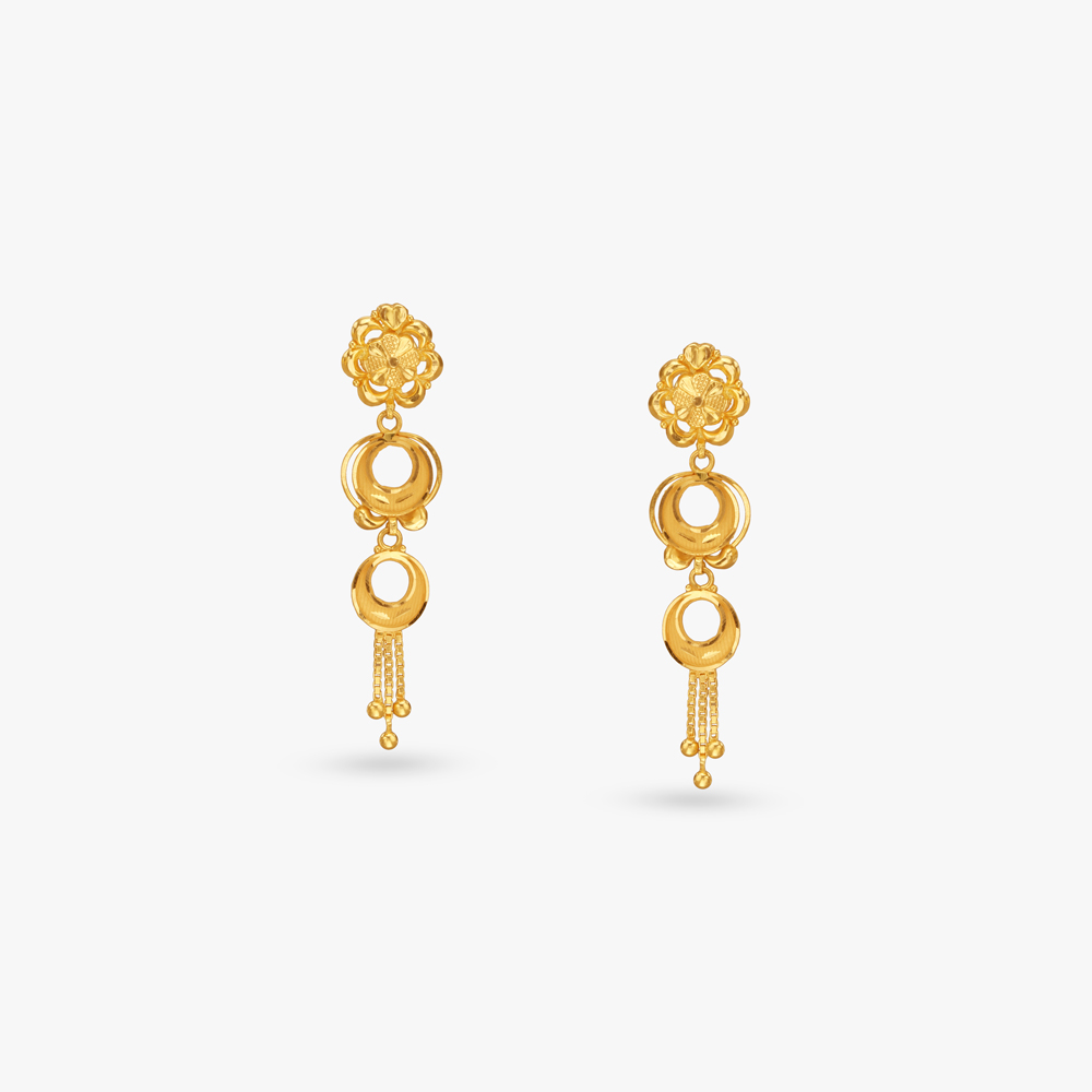 Concentric Charm Gold Drop Earrings