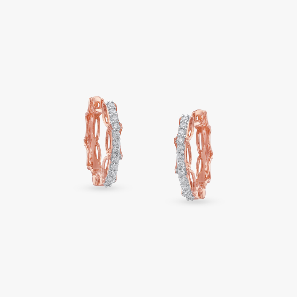 Bloom Line Diamond Hoop Earrings