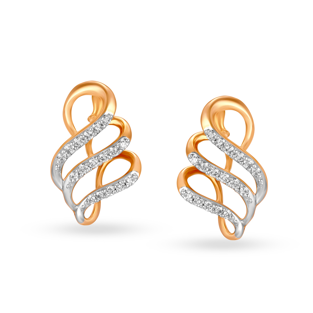 

Contemporary Whimsy Diamond Stud Earrings in Rose Gold