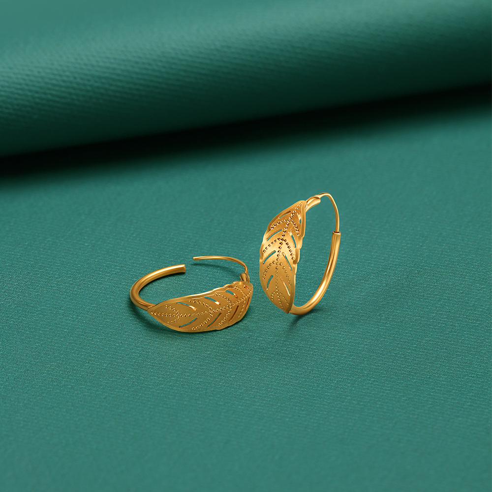 Contemporary Leafy Hoop Earrings