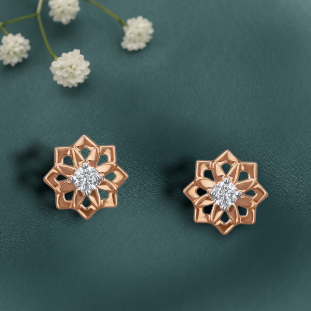 Twinkling Petal Diamond Stud Earrings For Kids