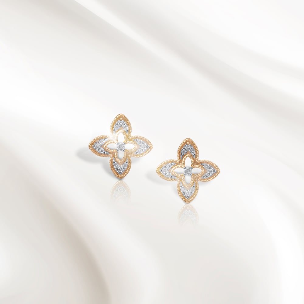 Royal Quatrefoil Diamond Stud Earrings