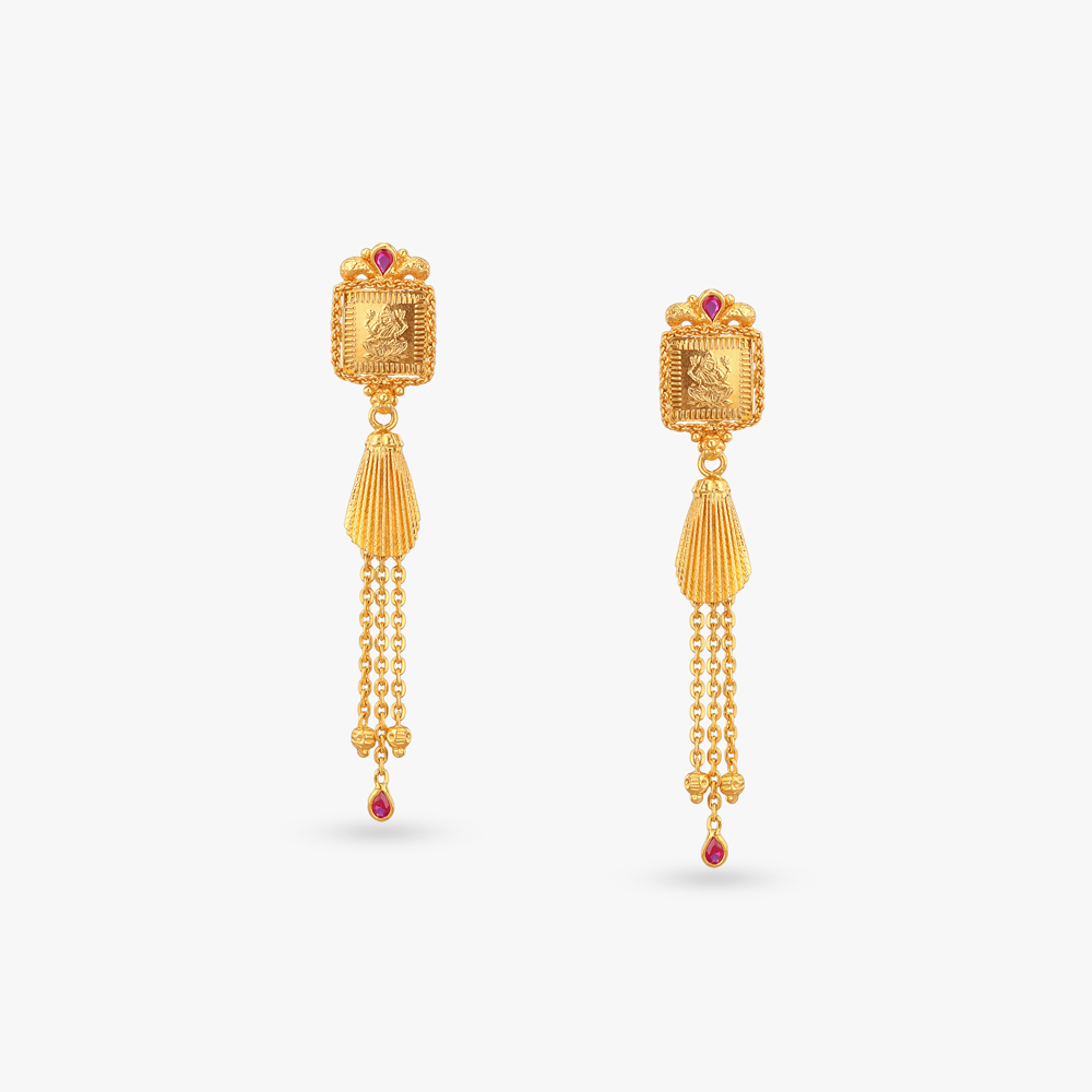 Regal Tassel Gold Drop Earrings
