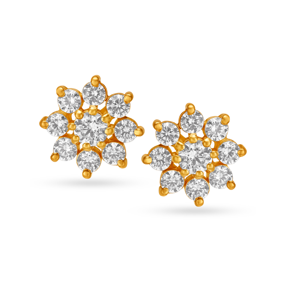 Stunning Flower Gold Stud Earrings