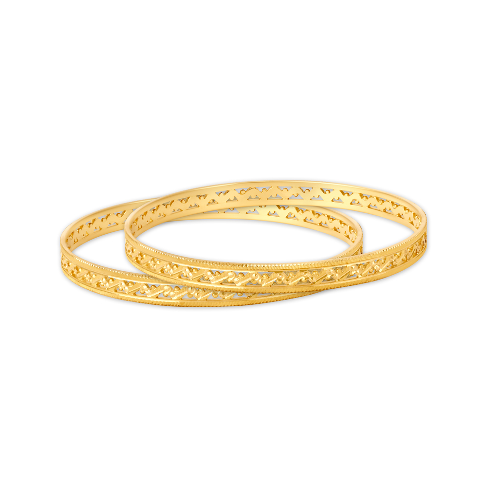 Resplendent Yellow Gold Carved Bangles