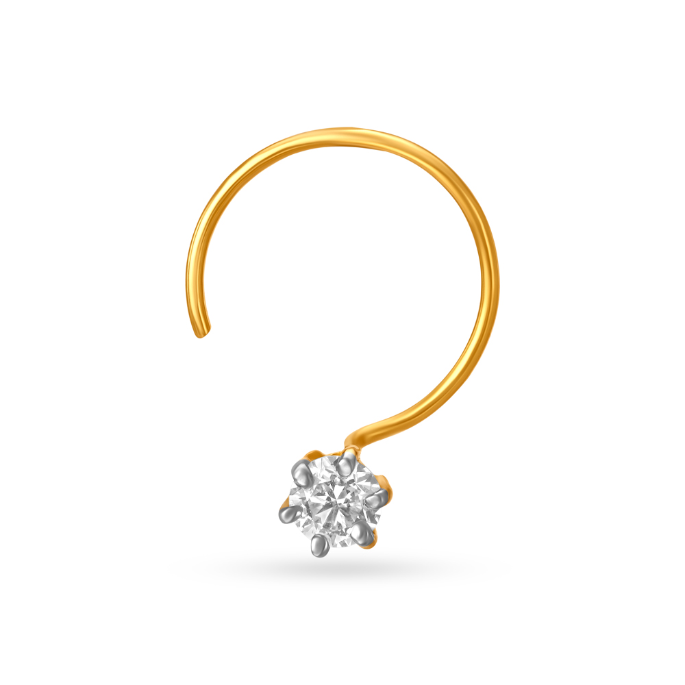 Arresting Single Stone Diamond Nose Pin