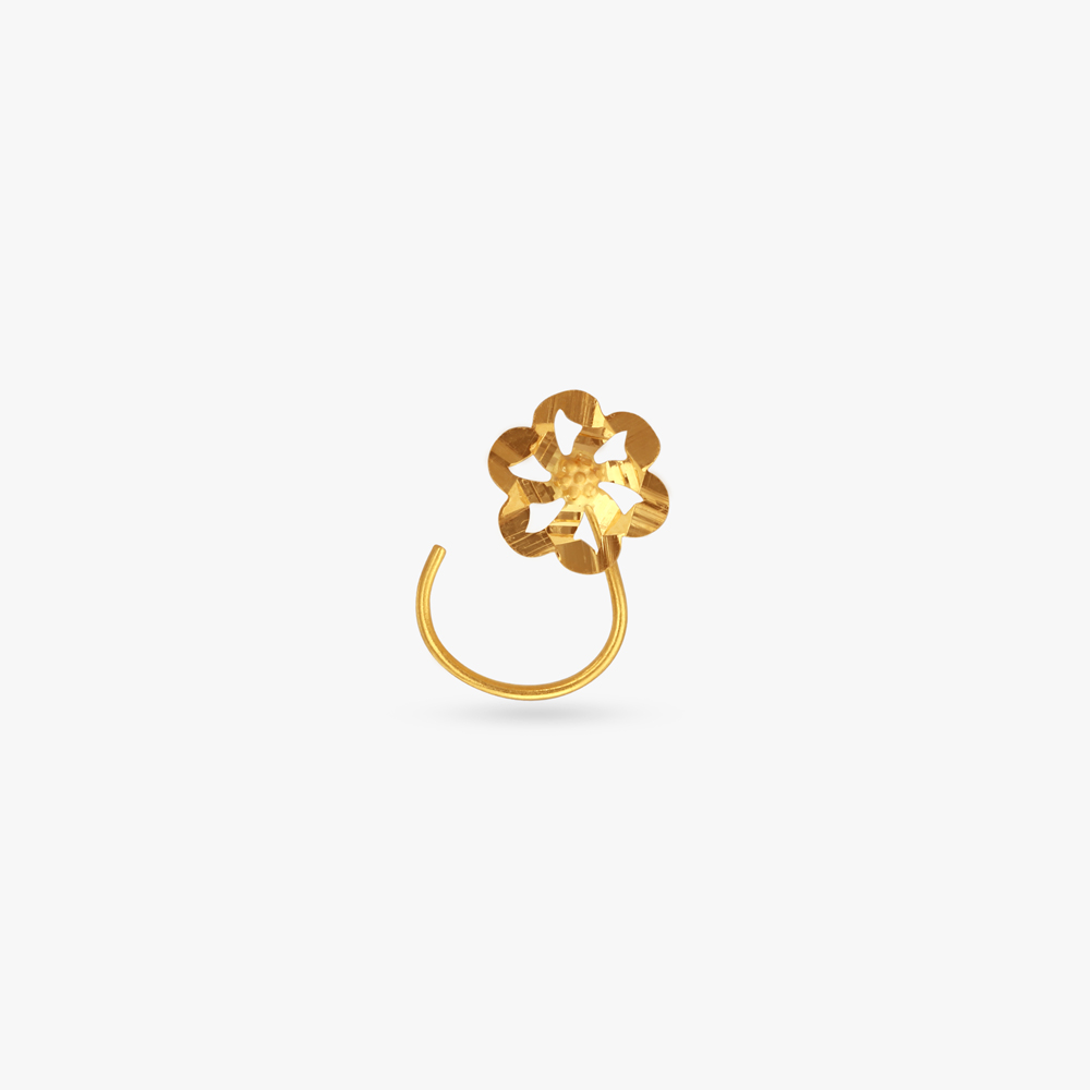 Artistic Floral Gold Nose Pin
