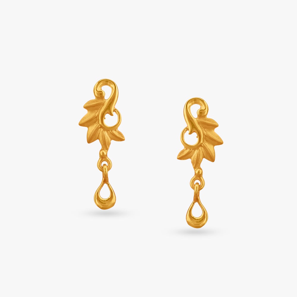 Contemporary Sublime Gold Drop Earrings