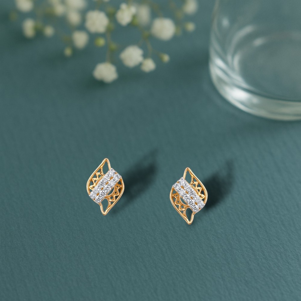 Ornate Flow Diamond Stud Earrings