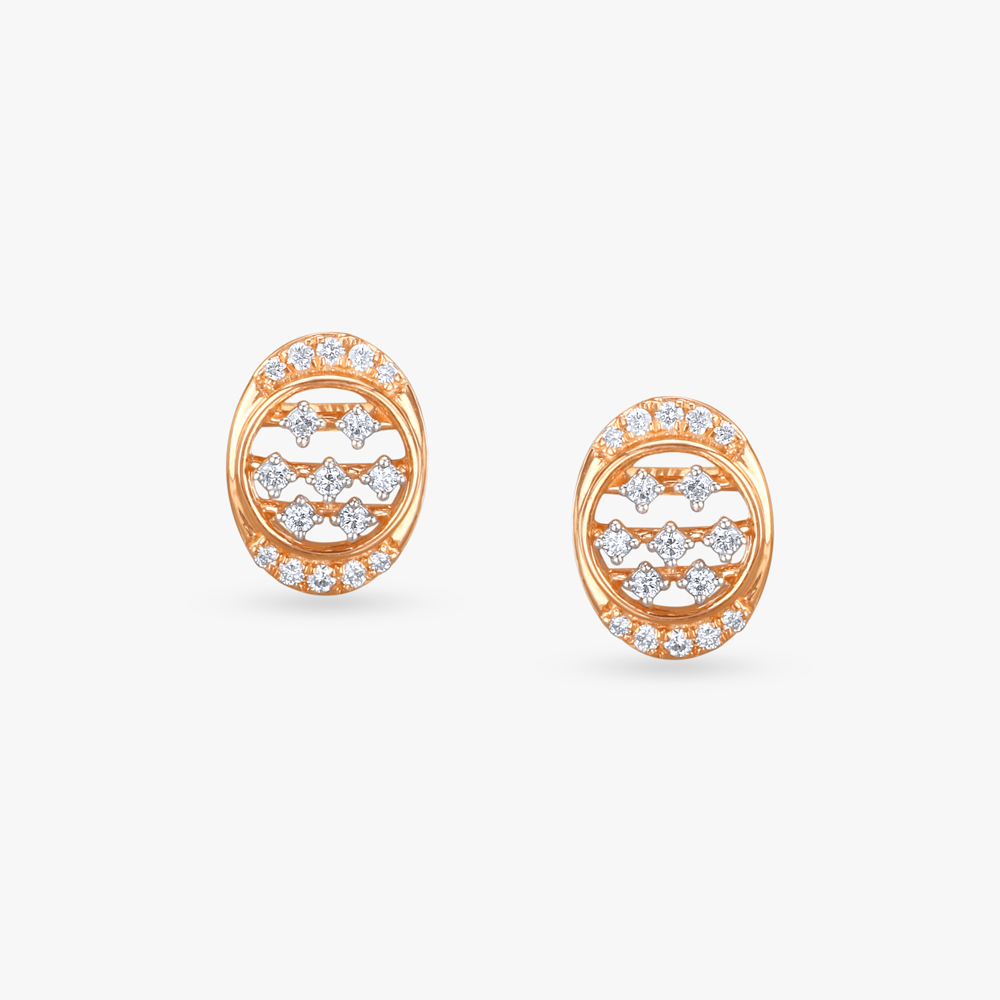 Gleaming Ripples Diamond Stud Earrings