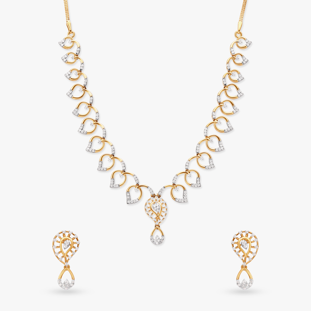 

Glistening Leaves Diamond Necklace Set