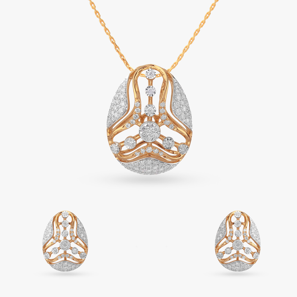 Timeless Grace Diamond Pendant and Earrings Set